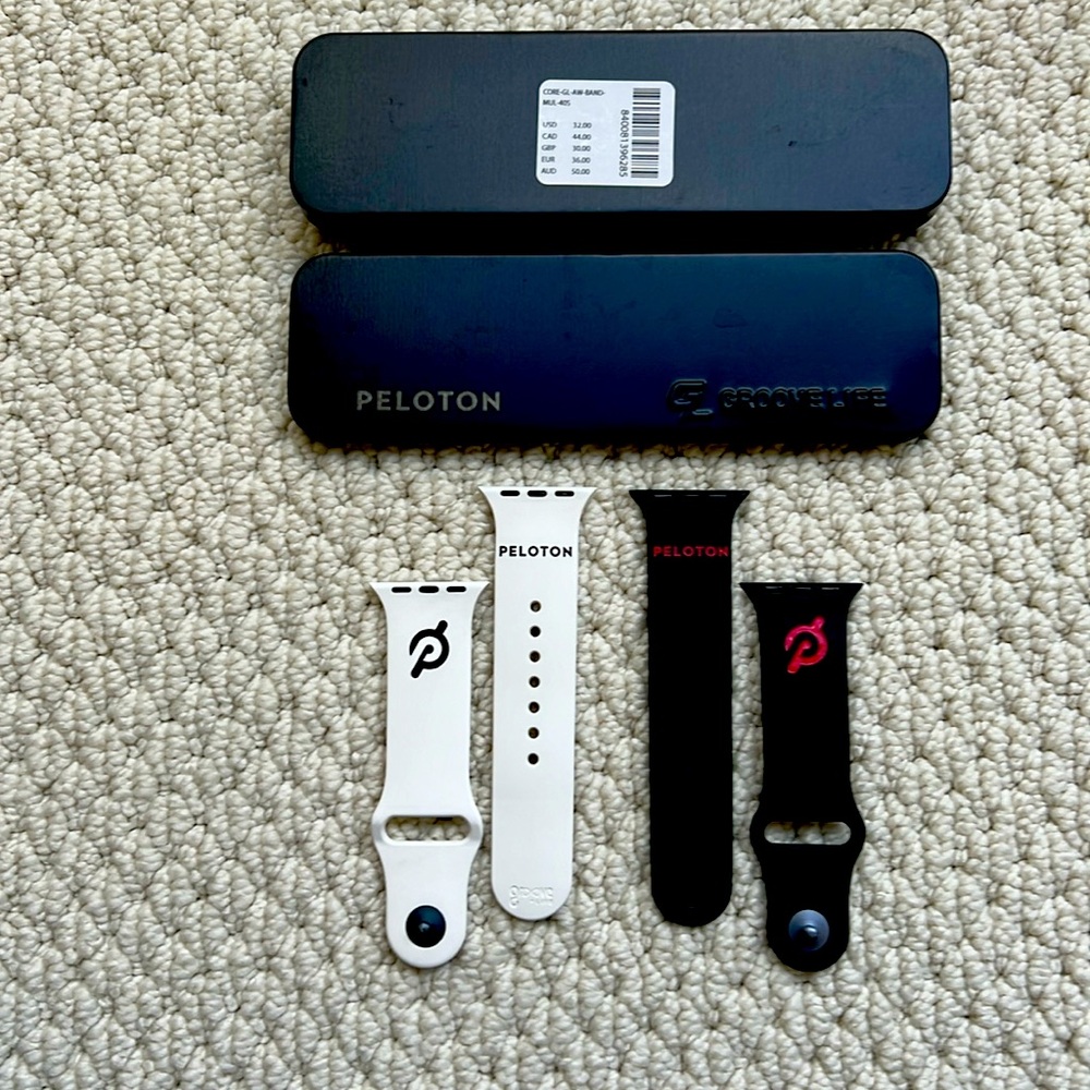 EUC Two Peloton Apple Watch bands size 40S, with original metal case.